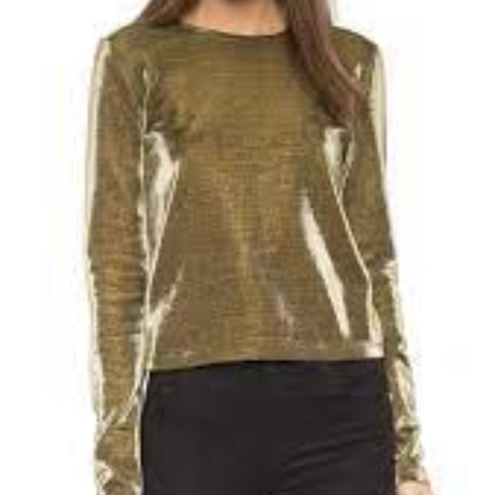 ALICE AND OLIVIA Tiffie Fitted Metallic Top